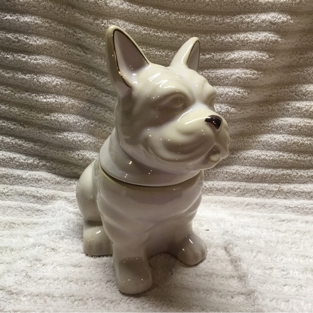 Cravings Chrissy Teigen French Bulldog Bull Dog Cookie Jar Treat Jar Gold Nose
